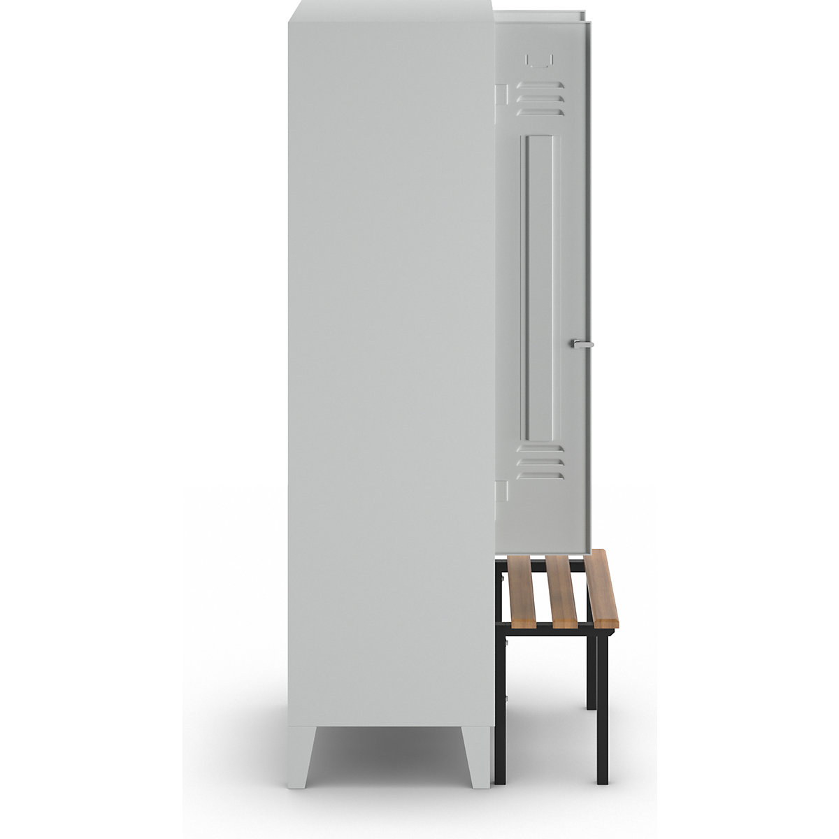 Berlin 2 clothes locker with bench seat – Wolf (Product illustration 4)-3