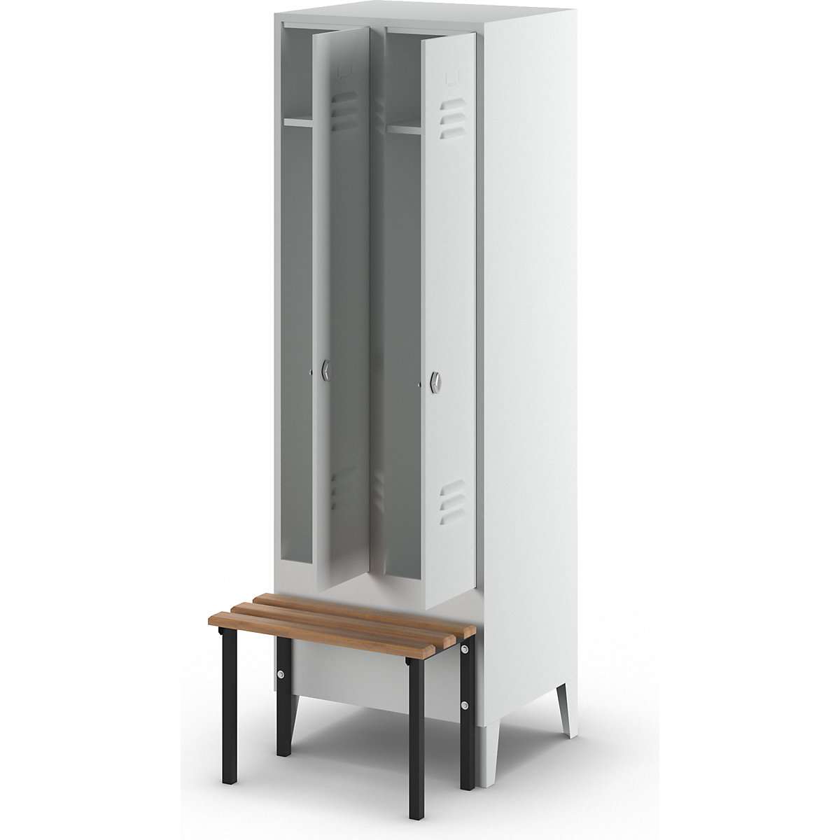 Berlin 2 clothes locker with bench seat – Wolf (Product illustration 8)-7