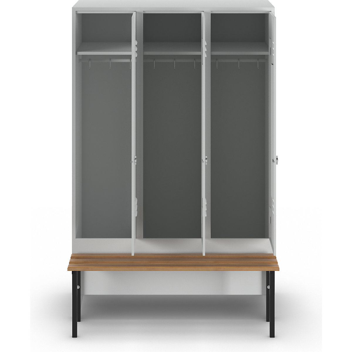 Berlin 2 clothes locker with bench seat – Wolf (Product illustration 3)-2