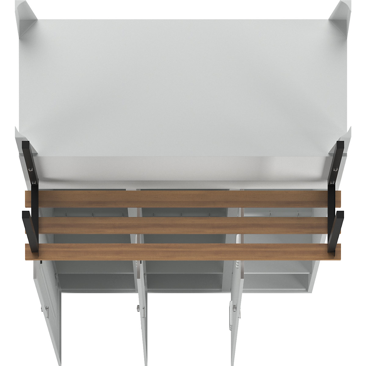Berlin 2 clothes locker with bench seat – Wolf (Product illustration 7)-6