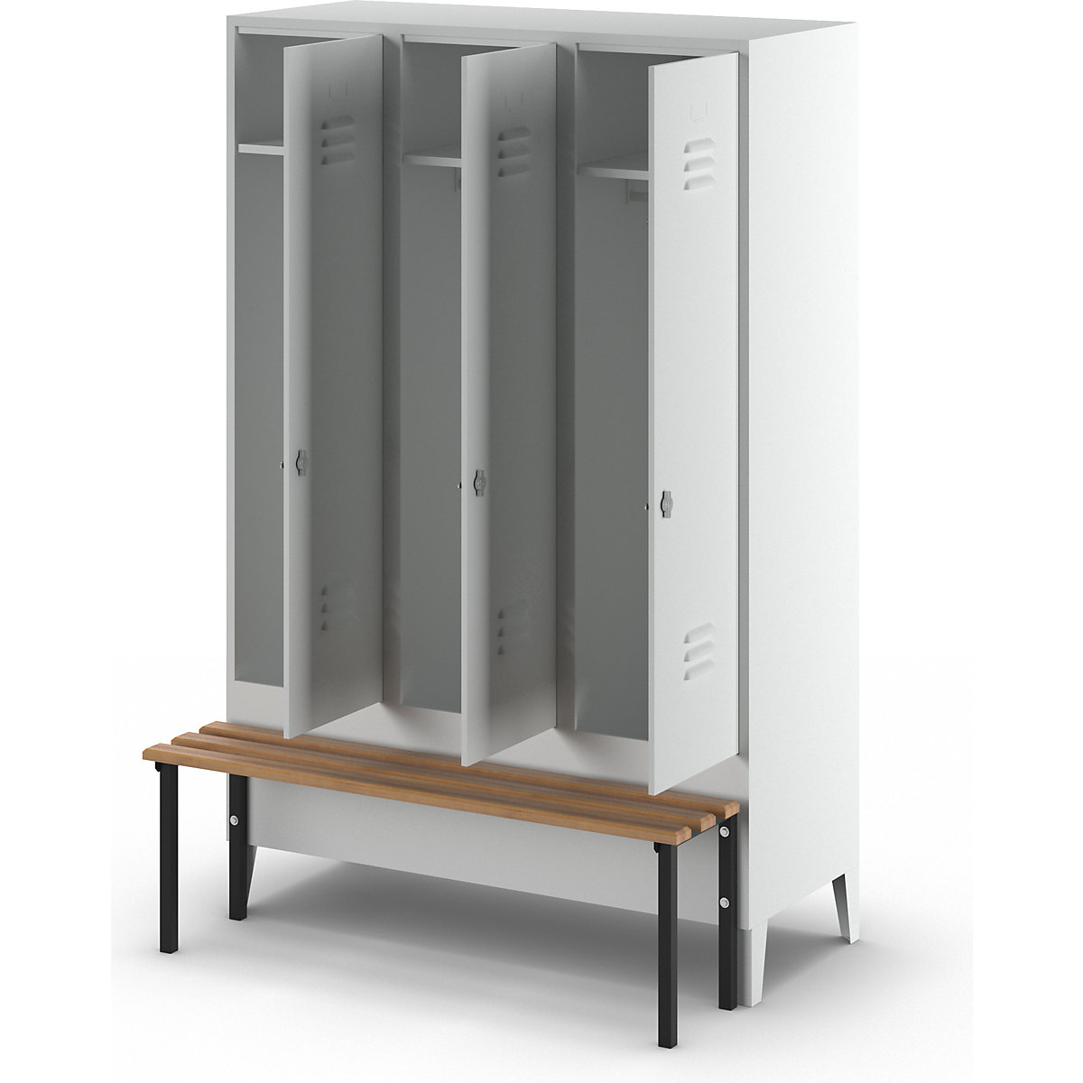 Berlin 2 clothes locker with bench seat – Wolf (Product illustration 8)-7