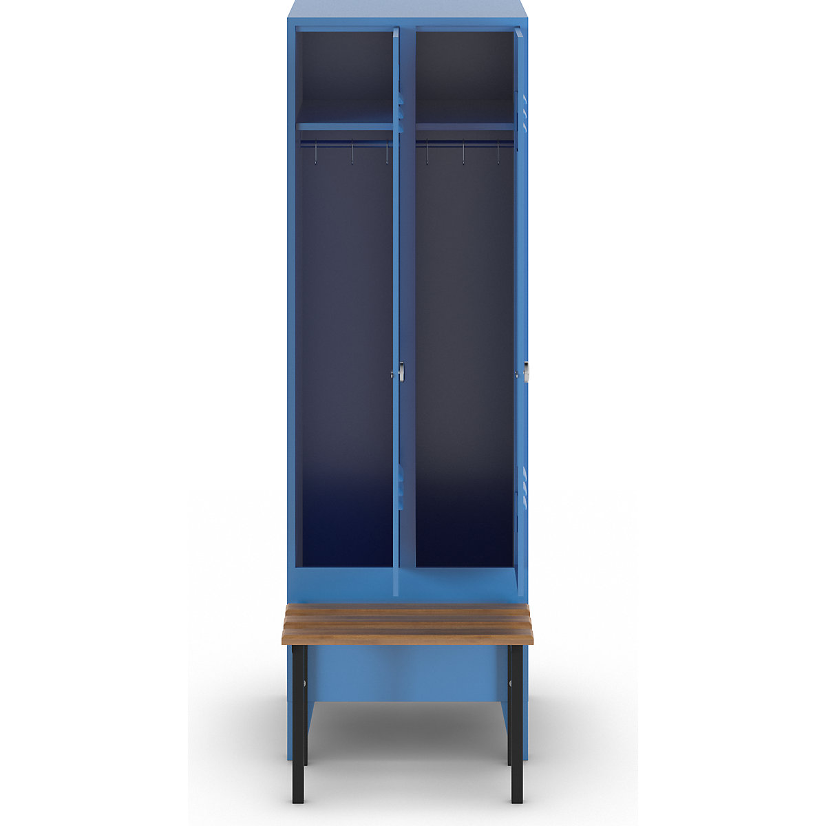 Berlin 2 clothes locker with bench seat – Wolf (Product illustration 3)-2