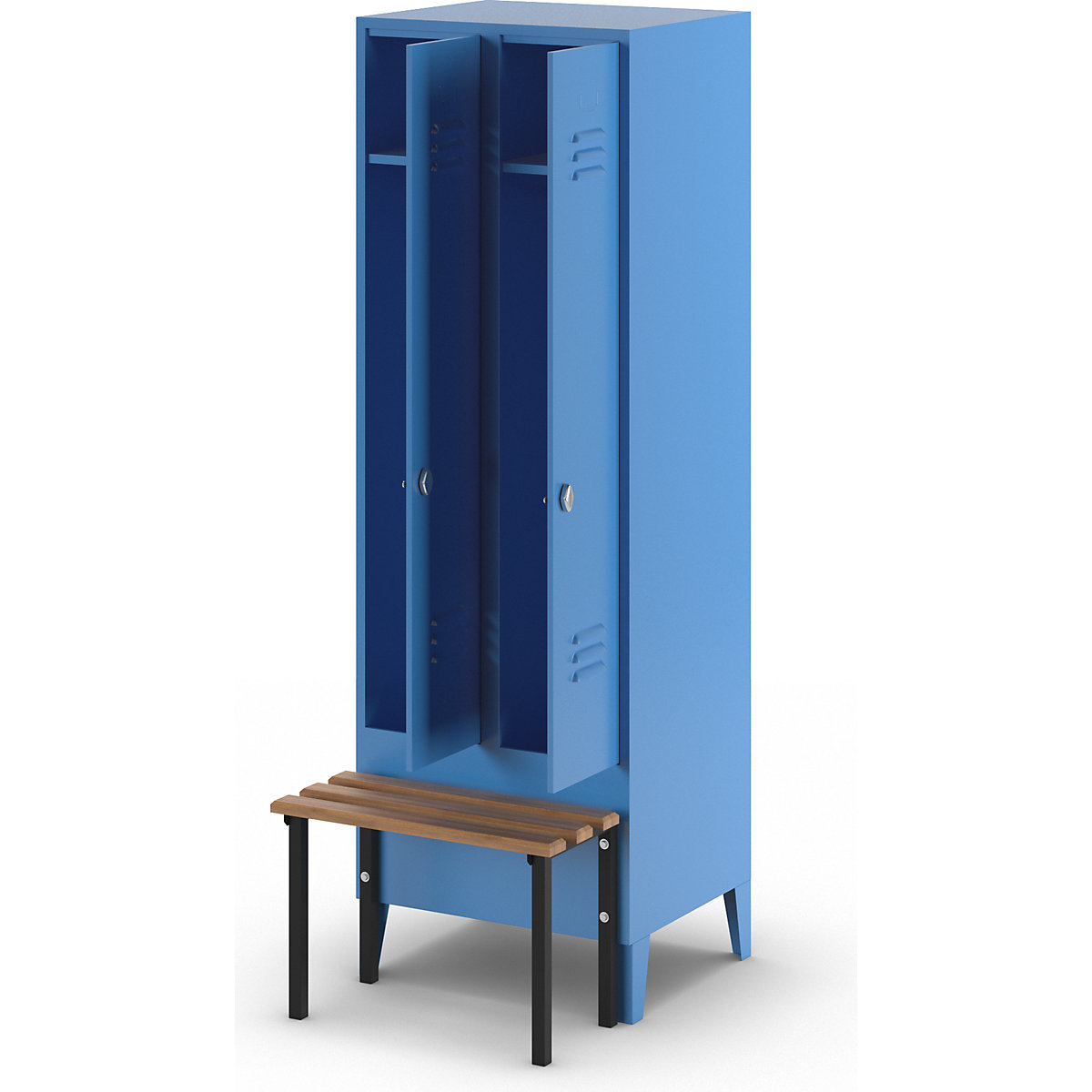 Berlin 2 clothes locker with bench seat – Wolf (Product illustration 8)-7