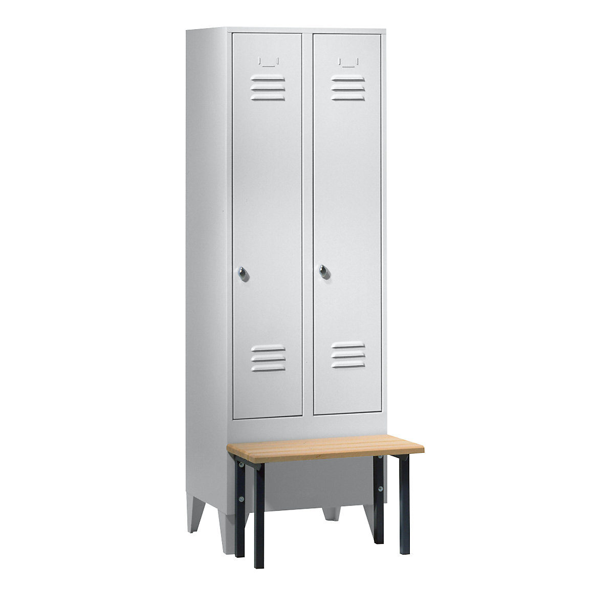 Berlin 2 clothes locker with bench seat – Wolf (Product illustration 9)-8