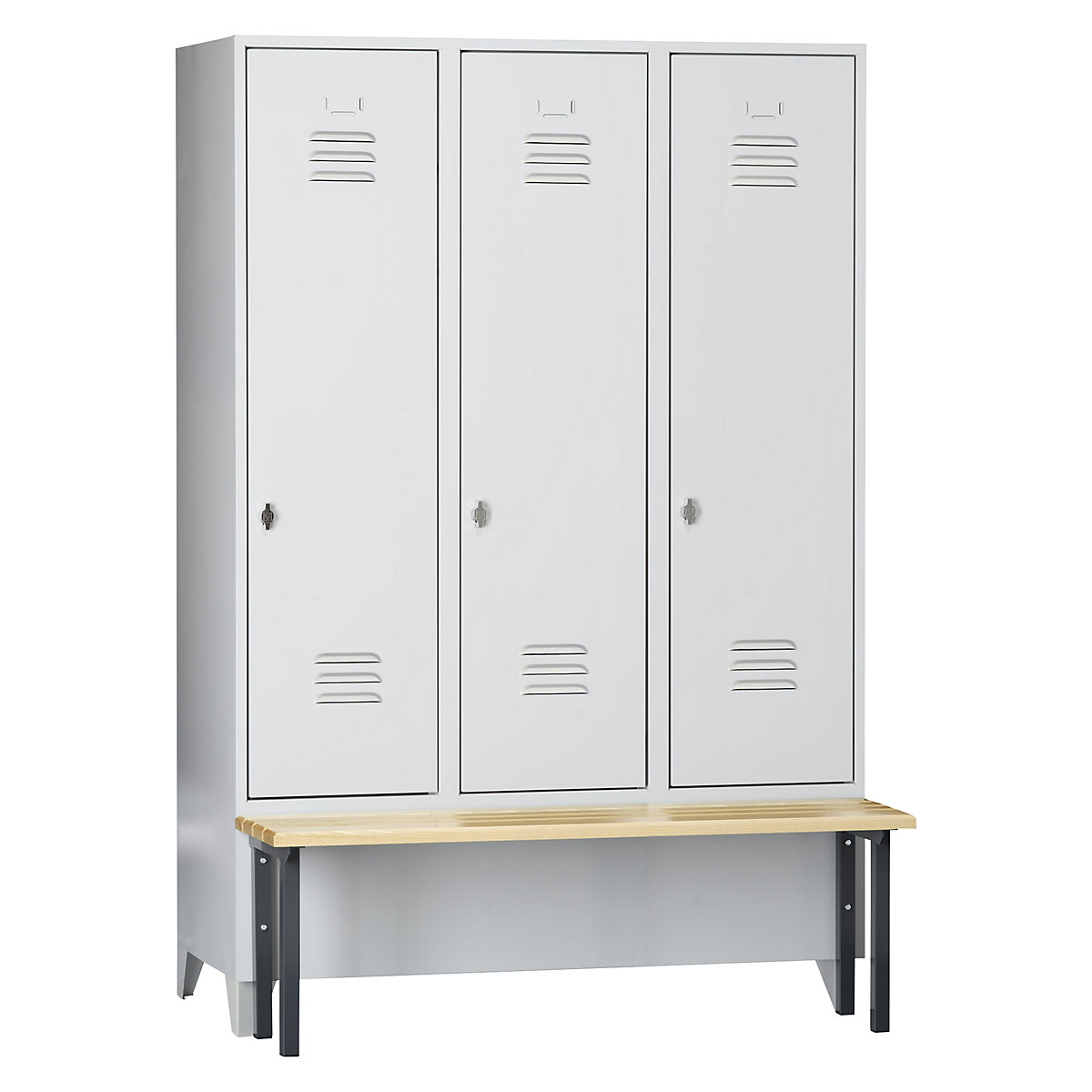 Berlin 2 clothes locker with bench seat – Wolf (Product illustration 9)-8