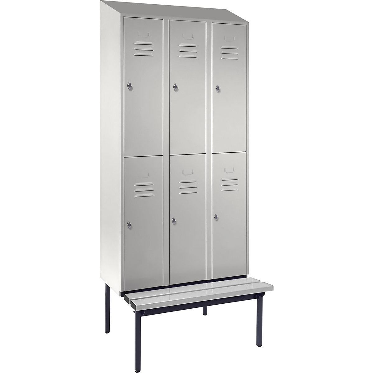 Berlin 2 double deck clothes locker with bench seat - Wolf