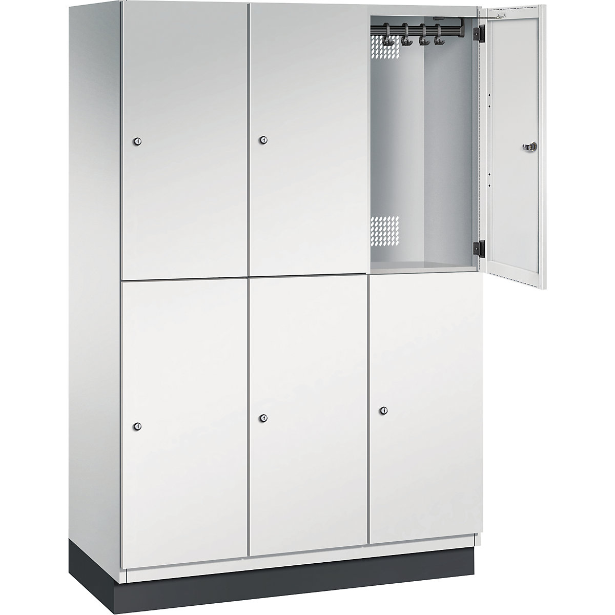 Cambio double deck locker – C+P, 3 compartments, body light grey / sheet steel door light grey, width 1200 mm-11
