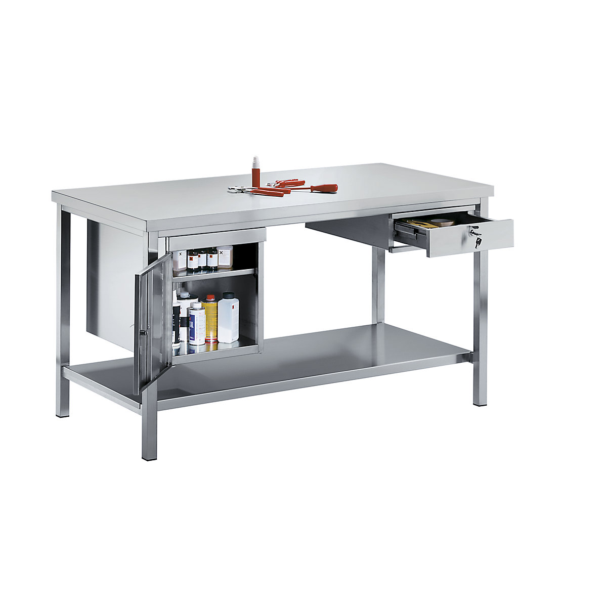 Stainless steel work table – eurokraft basic (Product illustration 2)-1