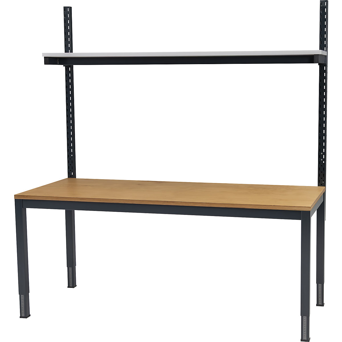 Height adjustable work table with shelf - eurokraft basic