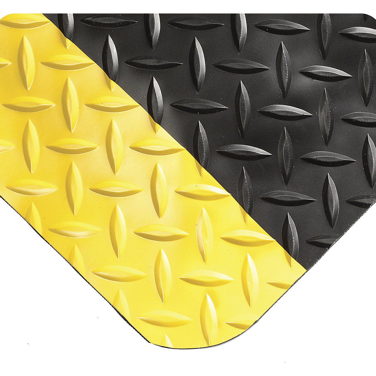 Wearwell Diamond-Plate Select Anti-Fatigue Mat, Wearwell Diamond-Plate Select Anti-Fatigue Mat, Wearwell Diamond-Plate Select Anti-Fatigue Mat | 14h x 1520w x 910d mm | Black/Yellow | PVC Surface With PVC Sponge-1