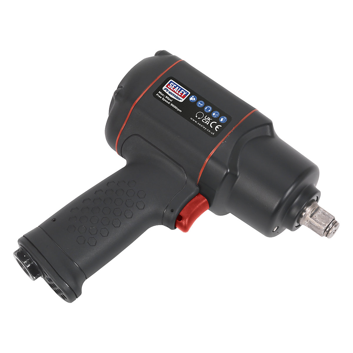 Sealey Premier Twin Hammer Composite Air Impact Wrench | 1/2"Sq Drive (Product illustration 2)-1