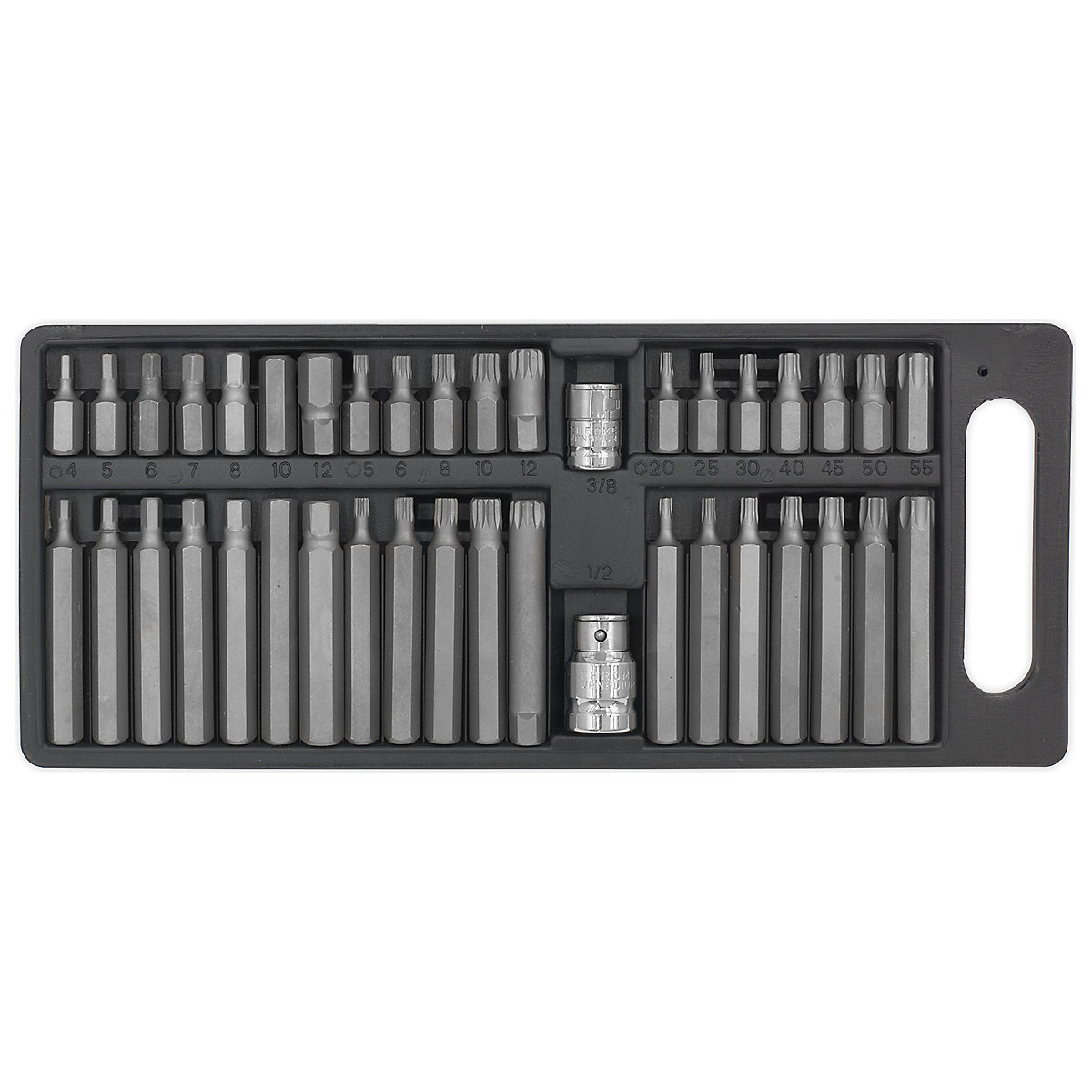 Sealey Siegen TRX-Star, Hex & Spline Bit Set | 3/8" & 1/2"Sq Drive | 40 Piece (Product illustration 2)-1