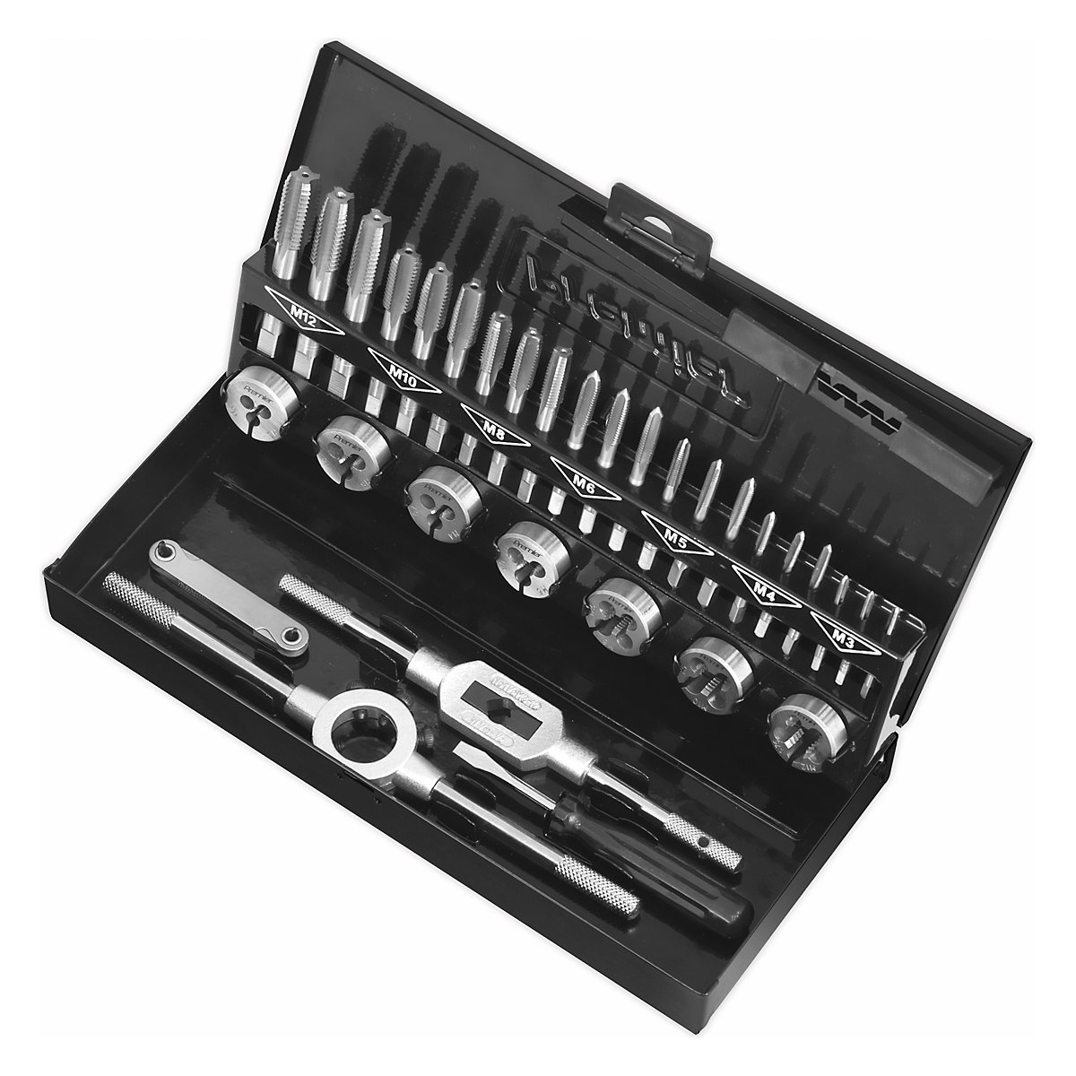 Sealey 32pc Professional Metric Tap & Die Set | Split Dies (Product illustration 3)-2