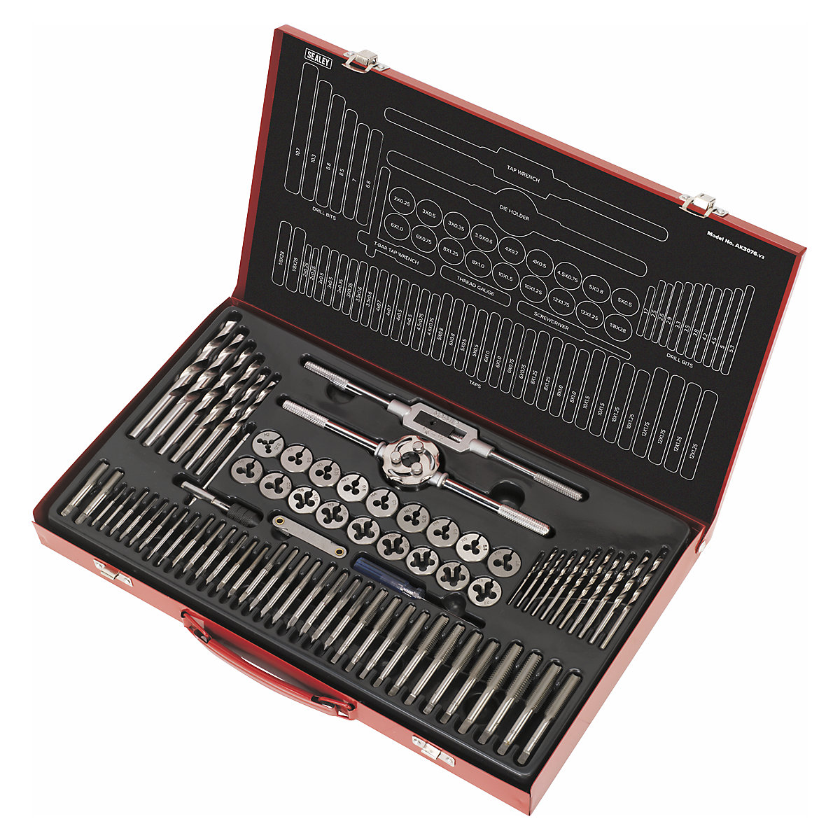 Sealey 76pc Metric Tap & Die Set | Split Dies (Product illustration 3)-2