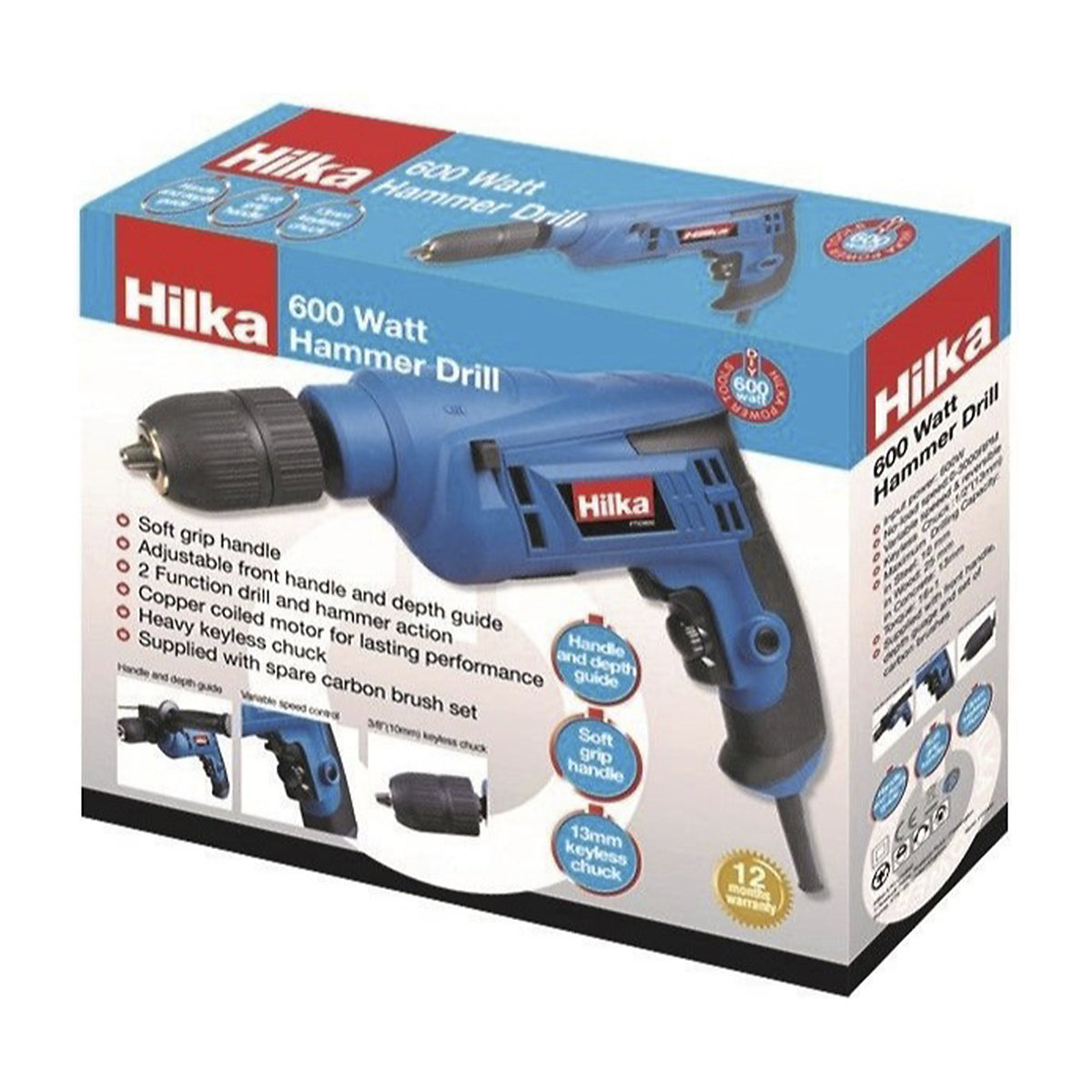 Hilka Hammer Drill - 600W (Product illustration 5)-4