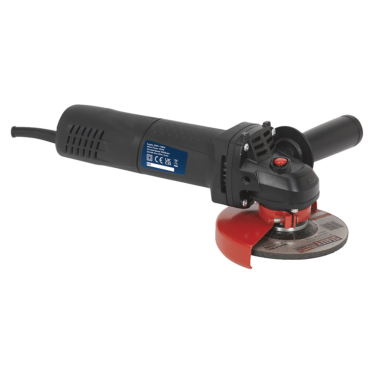Sealey 115mm Slim Body Angle Grinder | 750W/230V (Product illustration 2)-1