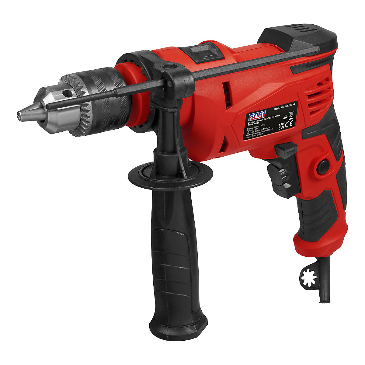 Sealey 13mm Variable Speed Hammer Drill with Reverse Control | 750W/230V, Sealey 13mm Variable Speed Hammer Drill with Reverse Control | 750W/230V, Sealey Ø13mm Variable Speed Hammer Drill with Reverse Control | 750W/230V-0