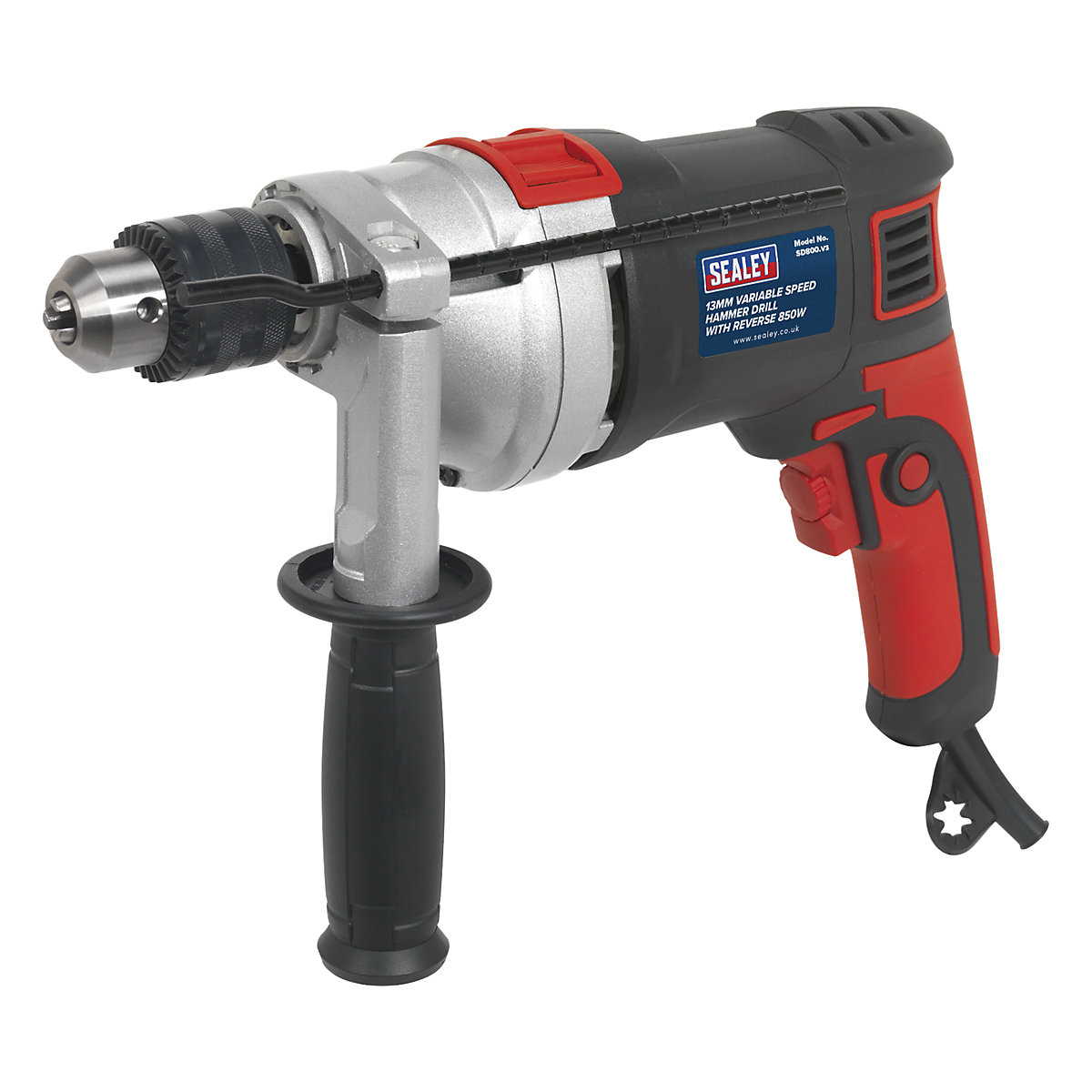 Sealey 13mm Variable Speed Hammer Drill with Reverse Control | 850W/230V, Sealey 13mm Variable Speed Hammer Drill with Reverse Control | 850W/230V, Sealey Ø13mm Variable Speed Hammer Drill with Reverse Control | 850W/230V-0