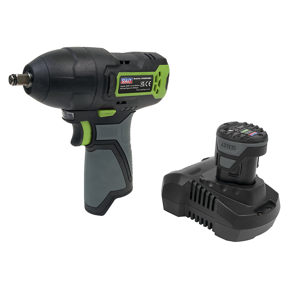 Sealey 3/8"Sq Drive Cordless Impact Wrench | SV10.8 Series, Sealey 3/8"Sq Drive Cordless Impact Wrench | SV10.8 Series, Sealey SV10.8 Series| Cordless Impact Wrench | 10.8V | 3/8"Sq Drive | with 2Ah Battery & Charger-0