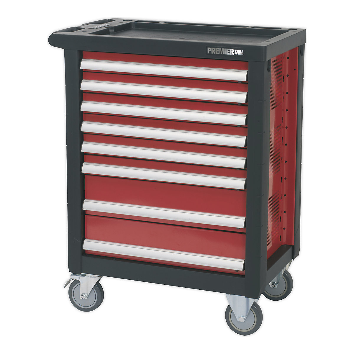 Sealey Premier 8 Drawer Rollcab | Heavy Duty | Red | 707 Piece Kit (Product illustration 2)-1