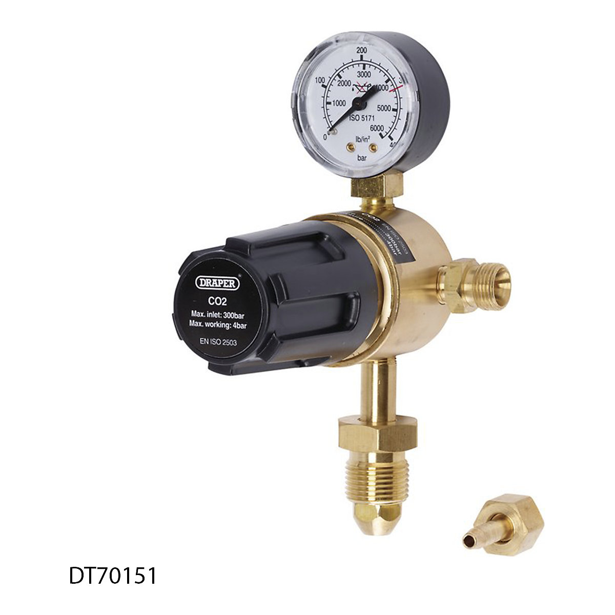Draper Industrial Gas Bottle Regulator with Double Gauge | 300 Bar (Product illustration 4)-3