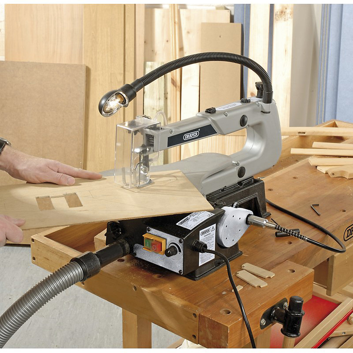 Draper Variable Speed Scroll Saw with Flexible Drive Shaft and Worklight | 90W (Product illustration 2)-1
