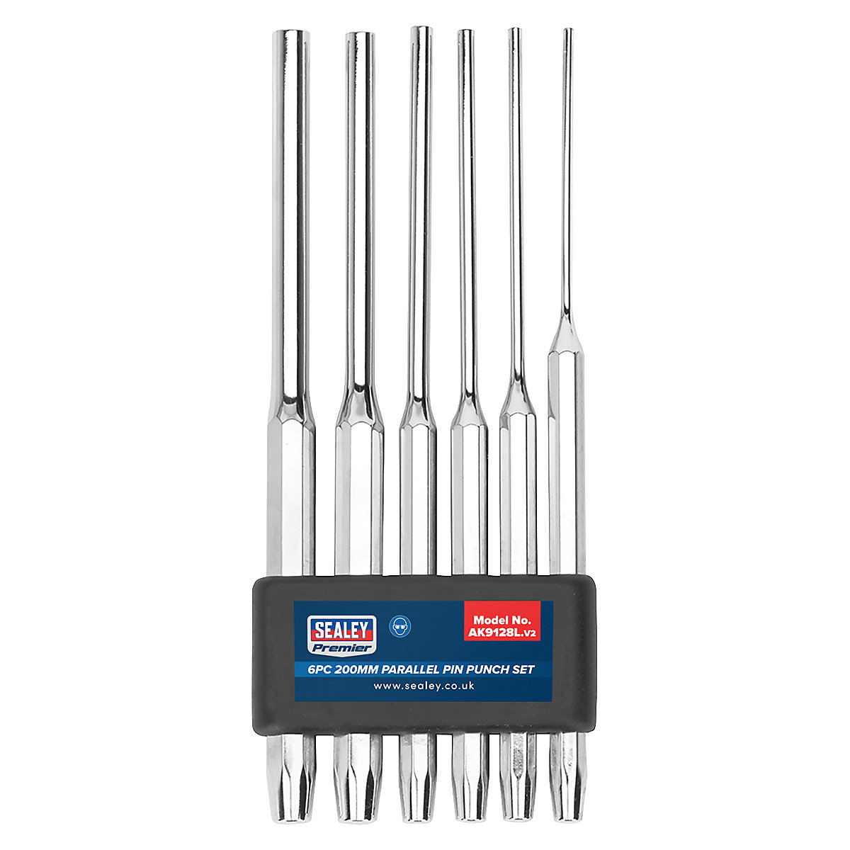 Sealey Premier Parallel Pin Punch Set | 6 Piece | 200mm (Product illustration 2)-1