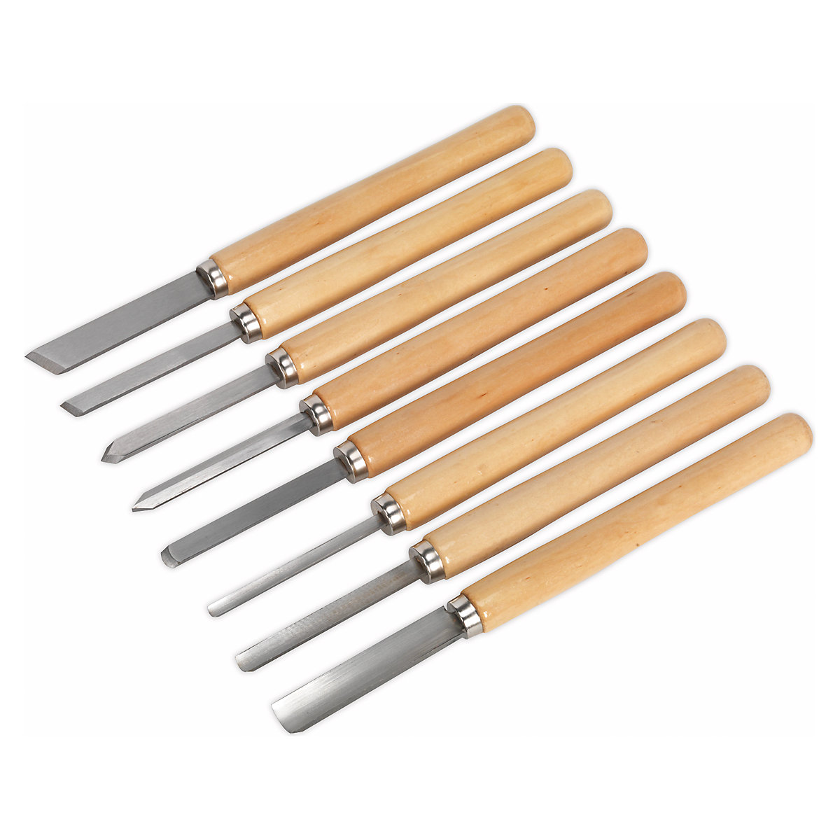 Sealey Wood Turning Chisel Set | 8pc (Product illustration 2)-1
