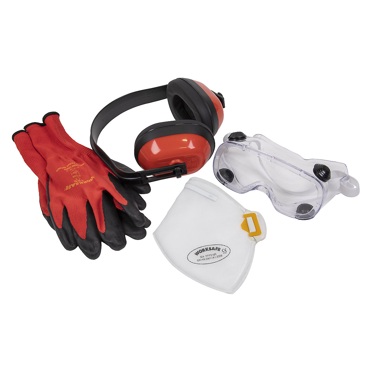 Worksafe Flexi Grip Gloves, Mask, Goggles & Ear Defender Kit | FFP1 & FFP2
