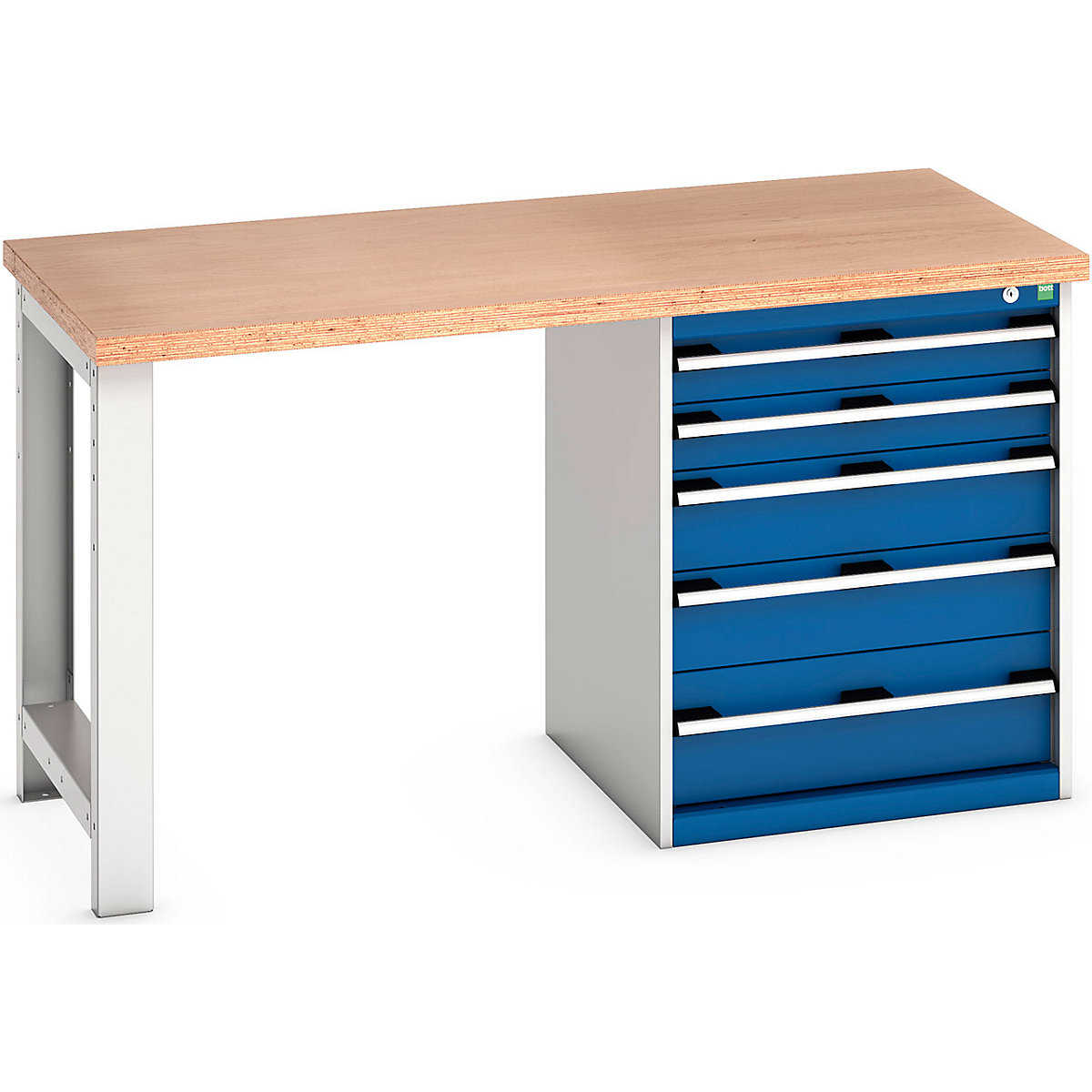 Bott Cubio Pedestal Benches, Bott Cubio Pedestal Benches, Bott Cubio Pedestal Bench | 5 Drawer Cabinet | 840h x 1500w x 750d mm | Blue | MPX Worktop-0