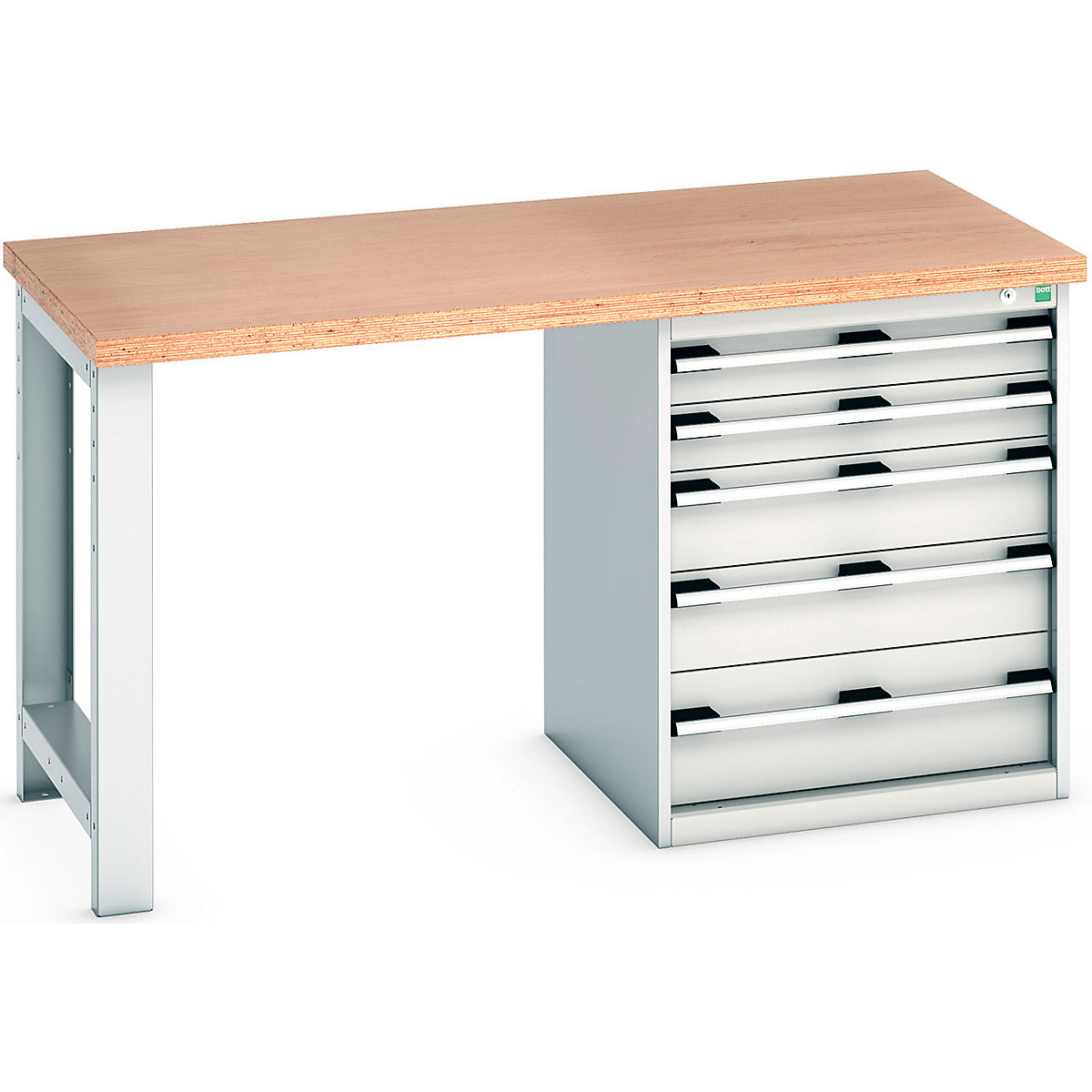 Bott Cubio Pedestal Benches, Bott Cubio Pedestal Benches, Bott Cubio Pedestal Bench | 5 Drawer Cabinet | 840h x 1500w x 750d mm | Red | MPX Worktop-0
