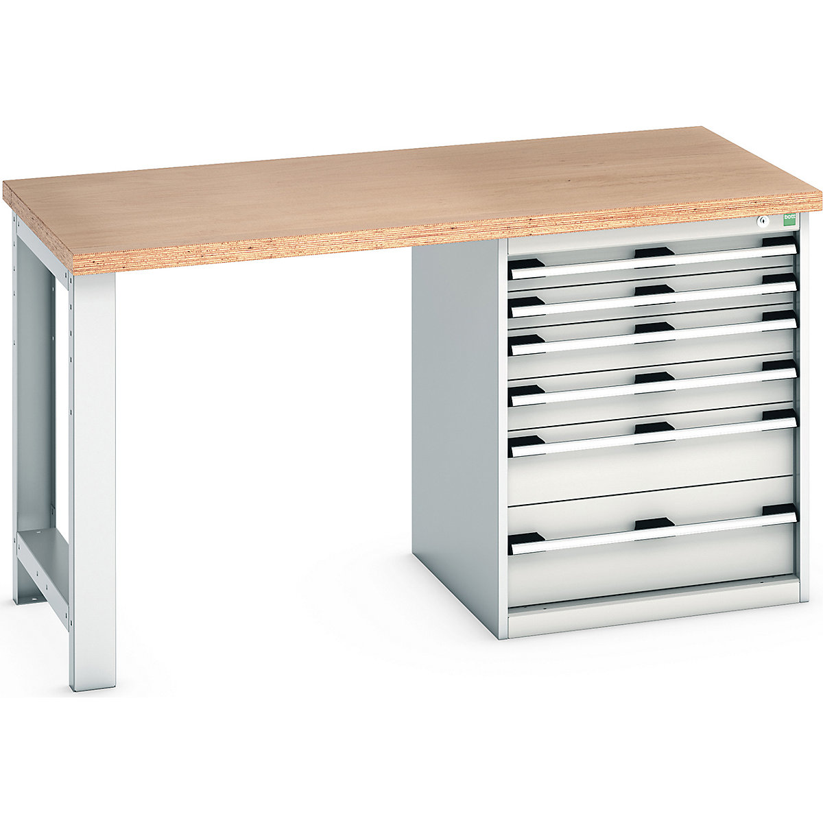 Bott Cubio Pedestal Benches, Bott Cubio Pedestal Benches, Bott Cubio Pedestal Bench | 6 Drawer Cabinet | 840h x 1500w x 750d mm | Light Grey | MPX Worktop-0