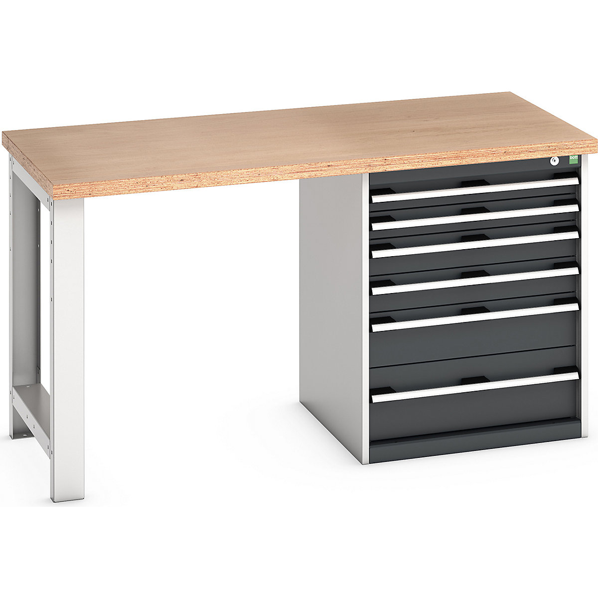 Bott Cubio Pedestal Benches, Bott Cubio Pedestal Benches, Bott Cubio Pedestal Bench | 6 Drawer Cabinet | 840h x 1500w x 750d mm | Anthracite Grey | MPX Worktop-0