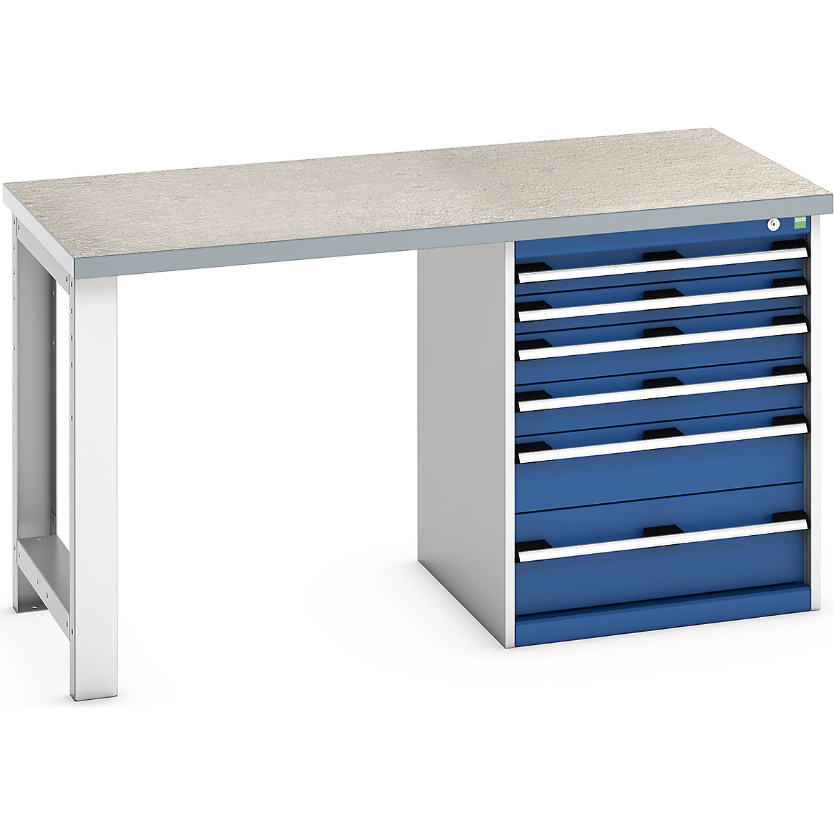 Bott Cubio Pedestal Benches, Bott Cubio Pedestal Benches, Bott Cubio Pedestal Bench | 6 Drawer Cabinet | 840h x 1500w x 750d mm | Blue | Lino Worktop-0