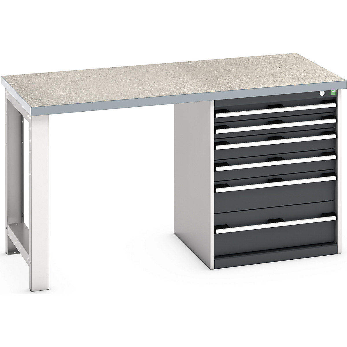 Bott Cubio Pedestal Benches, Bott Cubio Pedestal Benches, Bott Cubio Pedestal Bench | 6 Drawer Cabinet | 840h x 1500w x 750d mm | Anthracite Grey | Lino Worktop-0