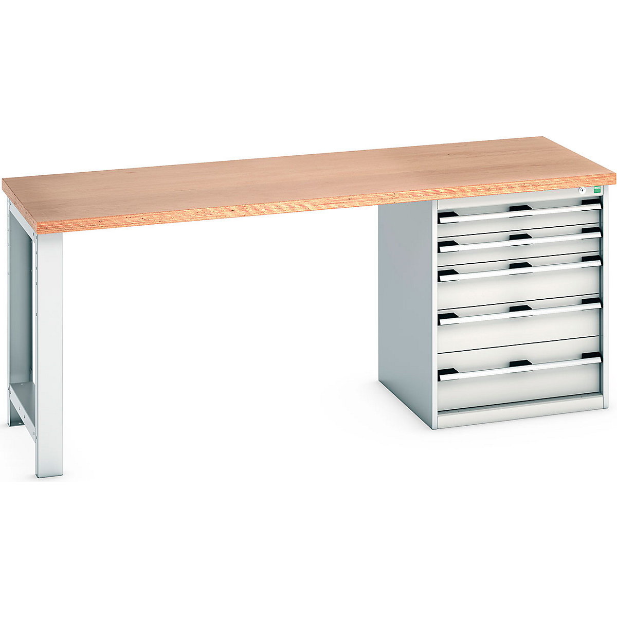 Bott Cubio Pedestal Benches, Bott Cubio Pedestal Benches, Bott Cubio Pedestal Bench | 5 Drawer Cabinet | 840h x 2000w x 750d mm | Light Grey | MPX Worktop-0