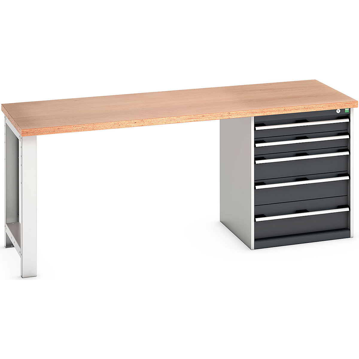 Bott Cubio Pedestal Benches, Bott Cubio Pedestal Benches, Bott Cubio Pedestal Bench | 5 Drawer Cabinet | 840h x 2000w x 750d mm | Anthracite Grey | MPX Worktop-0