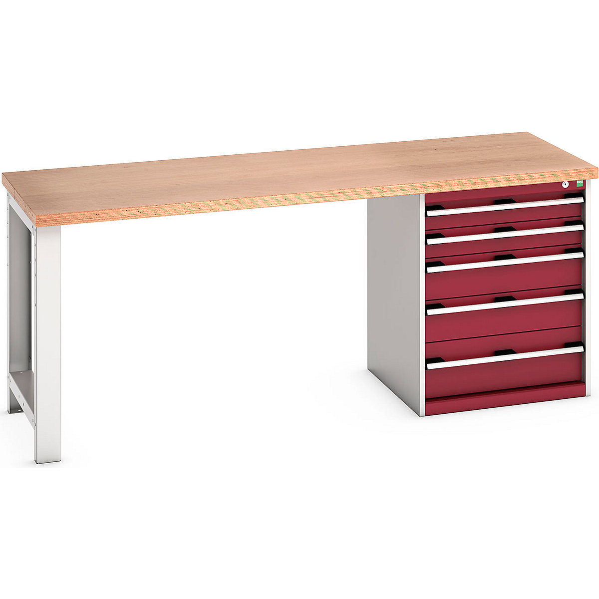 Bott Cubio Pedestal Benches, Bott Cubio Pedestal Benches, Bott Cubio Pedestal Bench | 5 Drawer Cabinet | 840h x 2000w x 750d mm | Red | MPX Worktop-0