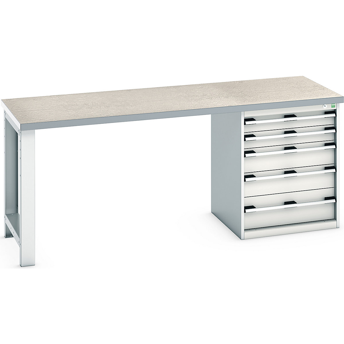 Bott Cubio Pedestal Benches, Bott Cubio Pedestal Benches, Bott Cubio Pedestal Bench | 5 Drawer Cabinet | 840h x 2000w x 750d mm | Light Grey | Lino Worktop-0