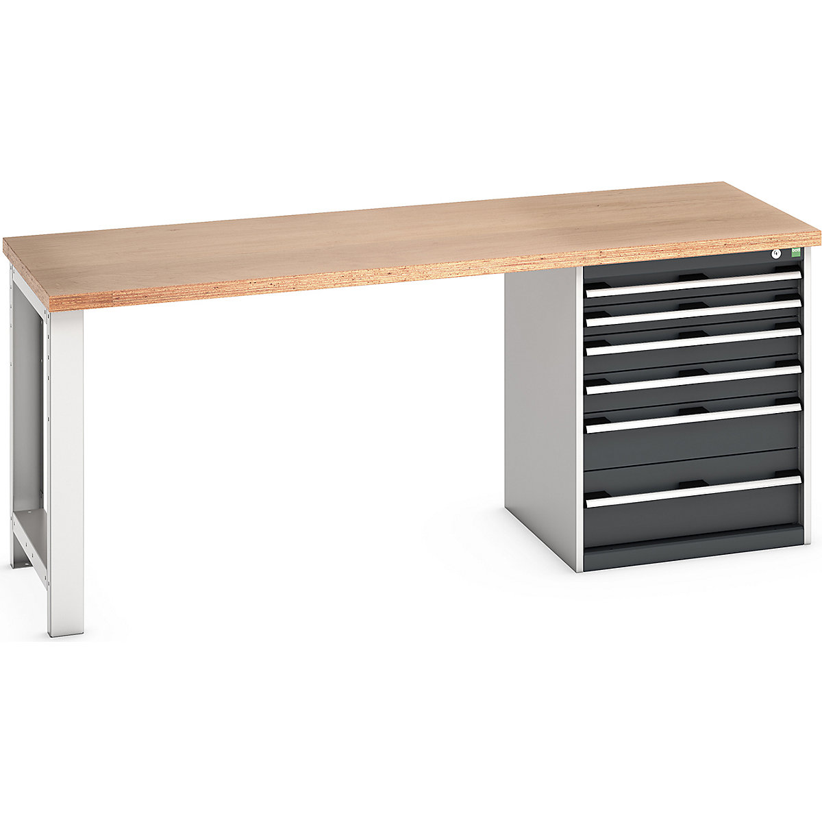 Bott Cubio Pedestal Benches, Bott Cubio Pedestal Benches, Bott Cubio Pedestal Bench | 6 Drawer Cabinet | 840h x 2000w x 750d mm | Anthracite Grey | MPX Worktop-0
