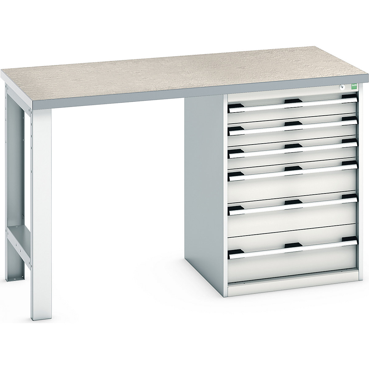 Bott Cubio Pedestal Benches, Bott Cubio Pedestal Benches, Bott Cubio Pedestal Bench | 6 Drawer Cabinet | 940h x 1500w x 750d mm | Light Grey | Lino Worktop-0