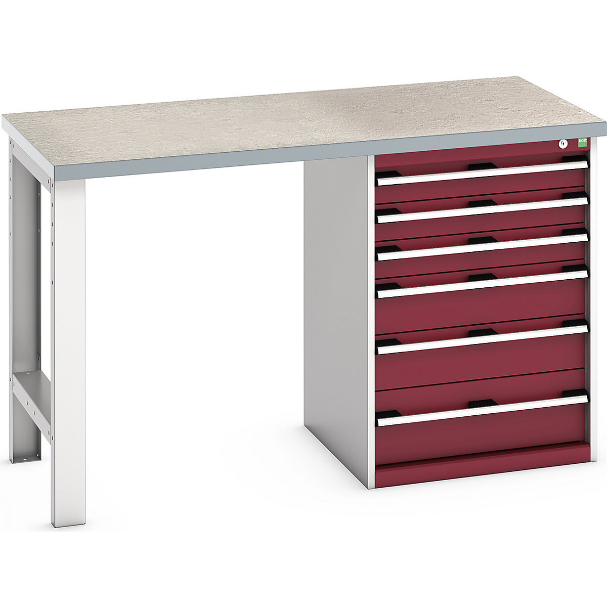 Bott Cubio Pedestal Benches, Bott Cubio Pedestal Benches, Bott Cubio Pedestal Bench | 6 Drawer Cabinet | 940h x 1500w x 750d mm | Red | Lino Worktop-0