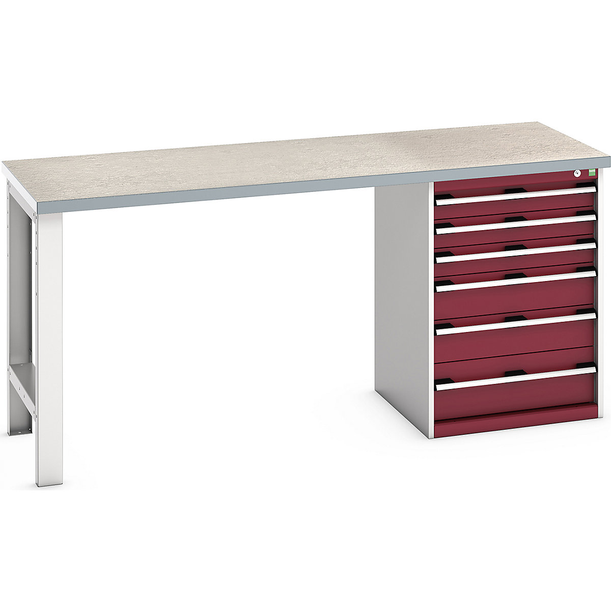 Bott Cubio Pedestal Benches, Bott Cubio Pedestal Benches, Bott Cubio Pedestal Bench | 6 Drawer Cabinet | 940h x 2000w x 750d mm | Red | Lino Worktop-0