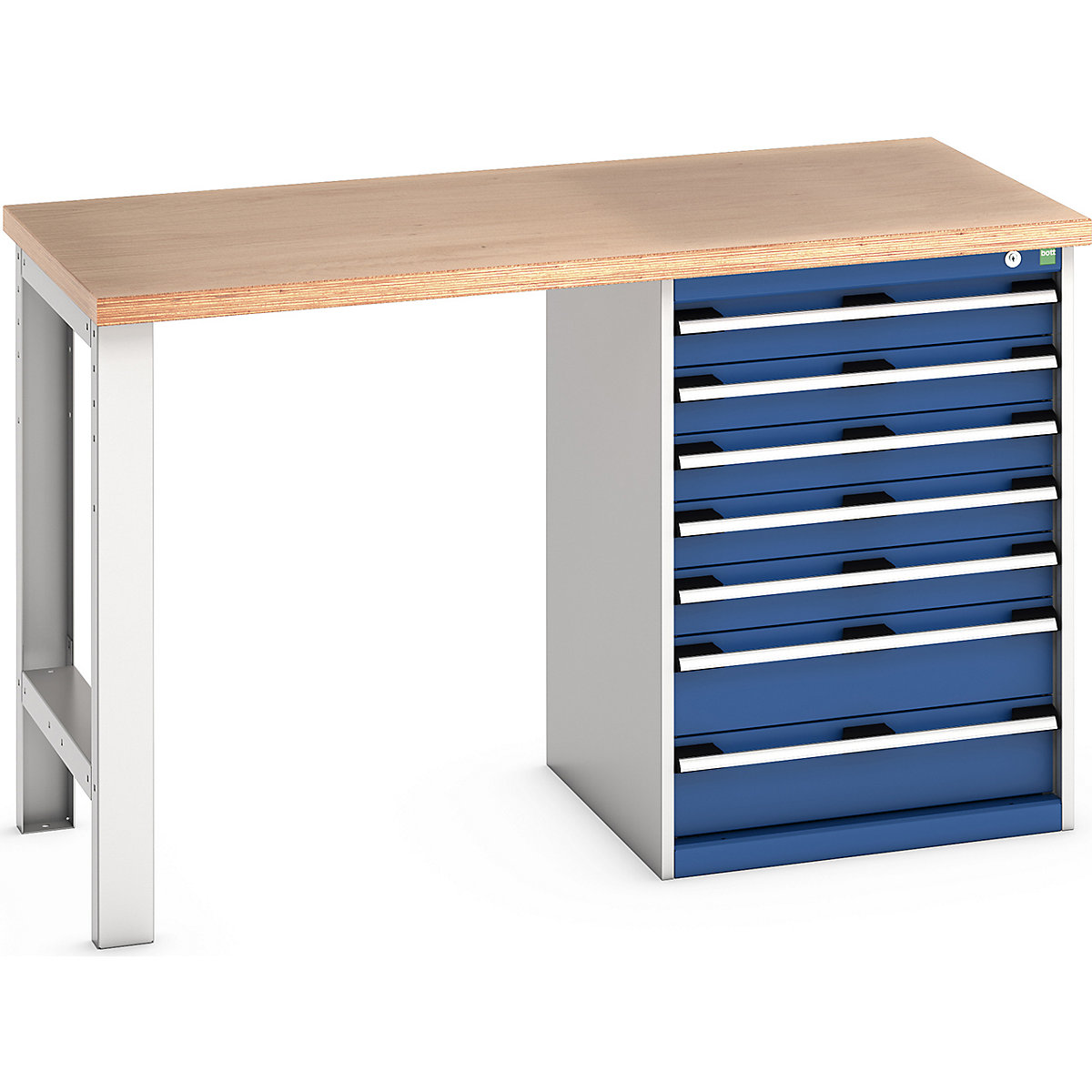 Bott Cubio Pedestal Benches, Bott Cubio Pedestal Benches, Bott Cubio Pedestal Bench | 7 Drawer Cabinet | 940h x 1500w x 750d mm | Blue | MPX Worktop-0