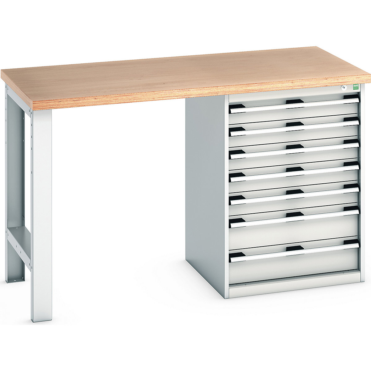 Bott Cubio Pedestal Benches, Bott Cubio Pedestal Benches, Bott Cubio Pedestal Bench | 7 Drawer Cabinet | 940h x 1500w x 750d mm | Light Grey | MPX Worktop-0
