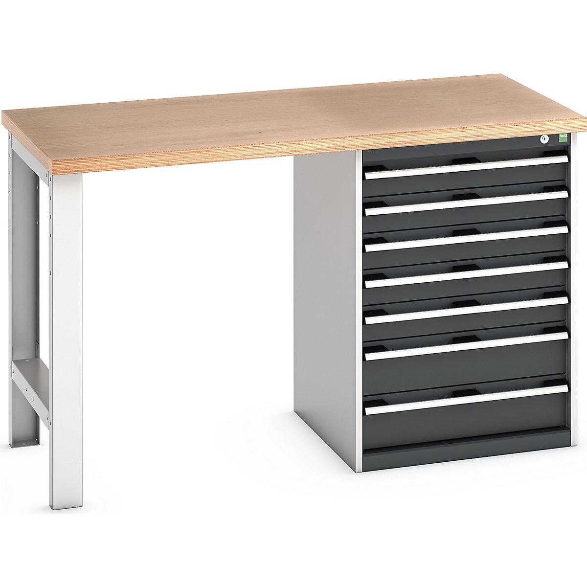 Bott Cubio Pedestal Benches, Bott Cubio Pedestal Benches, Bott Cubio Pedestal Bench | 7 Drawer Cabinet | 940h x 1500w x 750d mm | Anthracite Grey | MPX Worktop-0