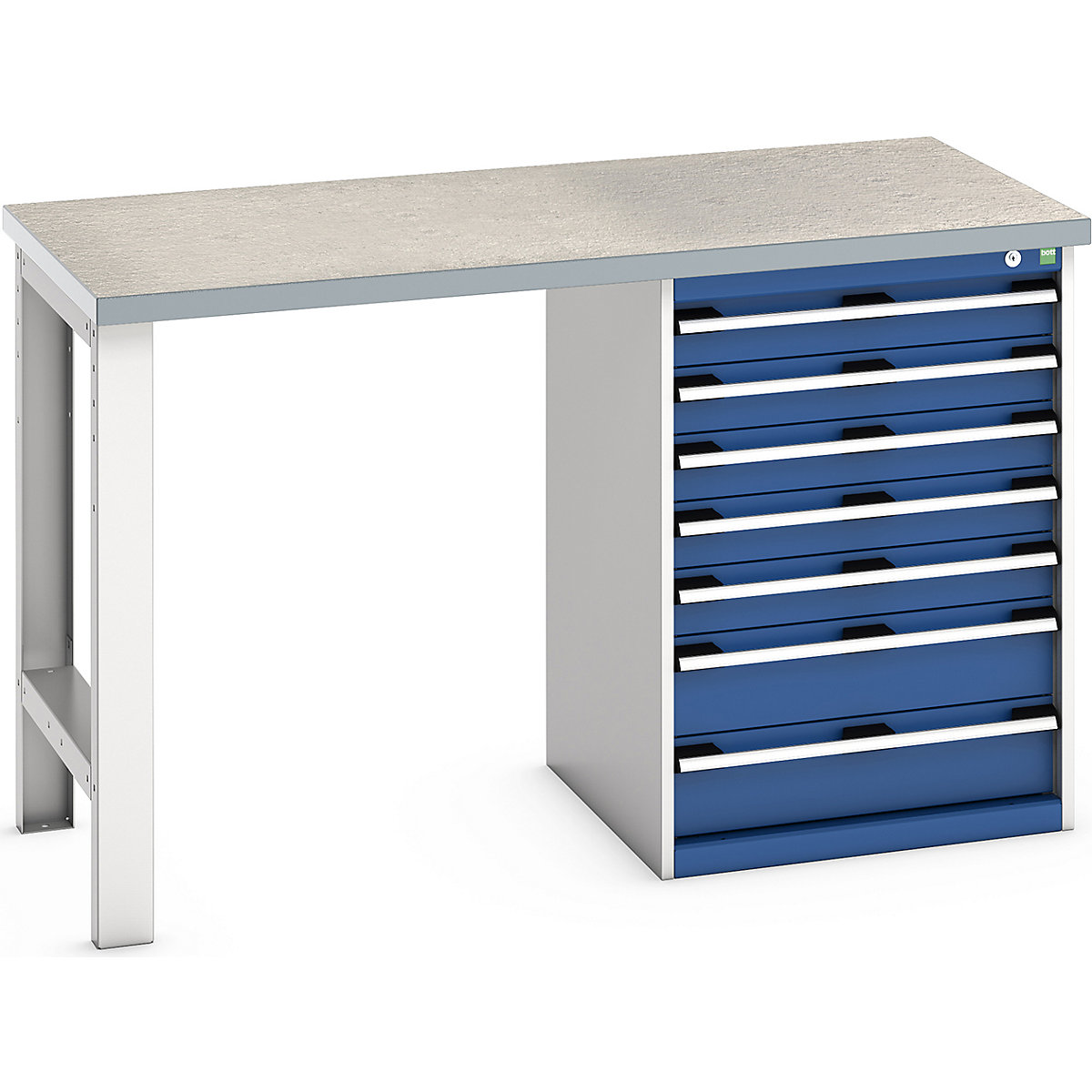 Bott Cubio Pedestal Benches, Bott Cubio Pedestal Benches, Bott Cubio Pedestal Bench | 7 Drawer Cabinet | 940h x 1500w x 750d mm | Blue | Lino Worktop-0