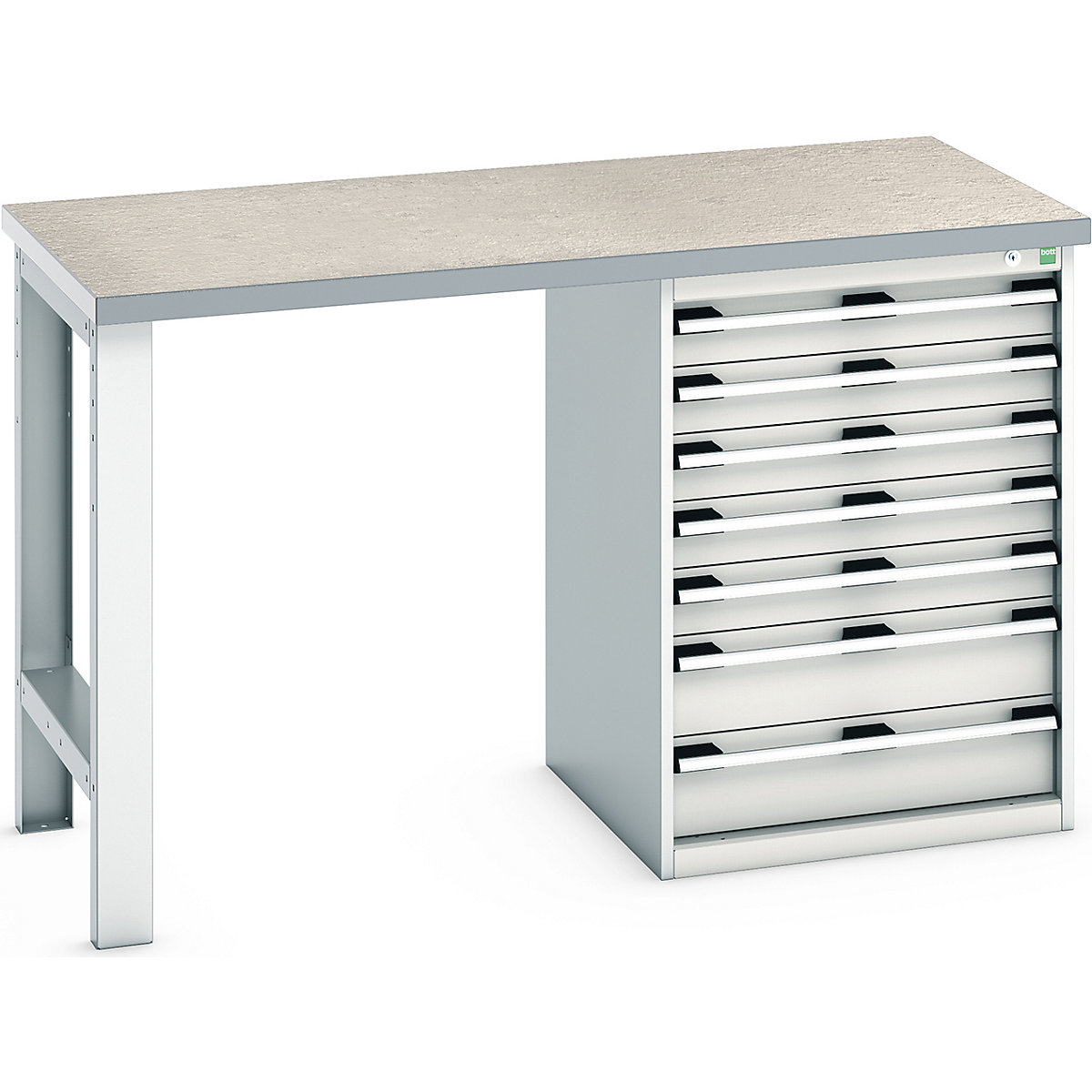 Bott Cubio Pedestal Benches, Bott Cubio Pedestal Benches, Bott Cubio Pedestal Bench | 7 Drawer Cabinet | 940h x 1500w x 750d mm | Light Grey | Lino Worktop-0