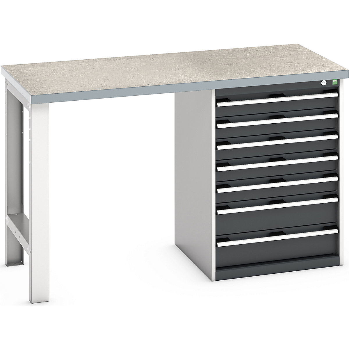 Bott Cubio Pedestal Benches, Bott Cubio Pedestal Benches, Bott Cubio Pedestal Bench | 7 Drawer Cabinet | 940h x 1500w x 750d mm | Anthracite Grey | Lino Worktop-0
