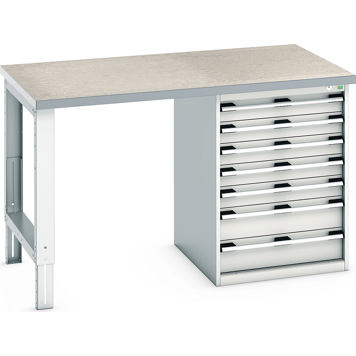 Bott Cubio Pedestal Benches, Bott Cubio Pedestal Benches, Bott Cubio Pedestal Bench | 7 Drawer Cabinet | 940h x 1500w x 900d mm | Light Grey | Lino Worktop-0